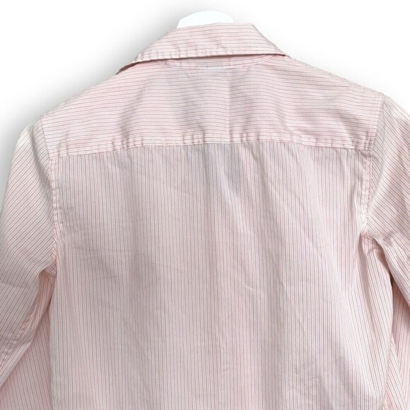 Theory Shirt Button Down Long Sleeve Orange White Stripe - Picture 6 of 9